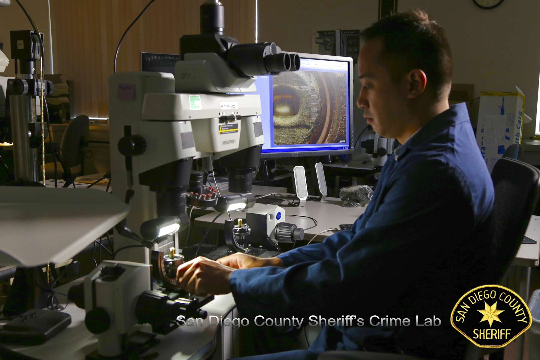 Stephen working in the Firearms Lab at the San Diego County Sheriff's Department Regional Crime Laboratory